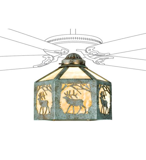 13"W Lone Elk Fan Light Shade