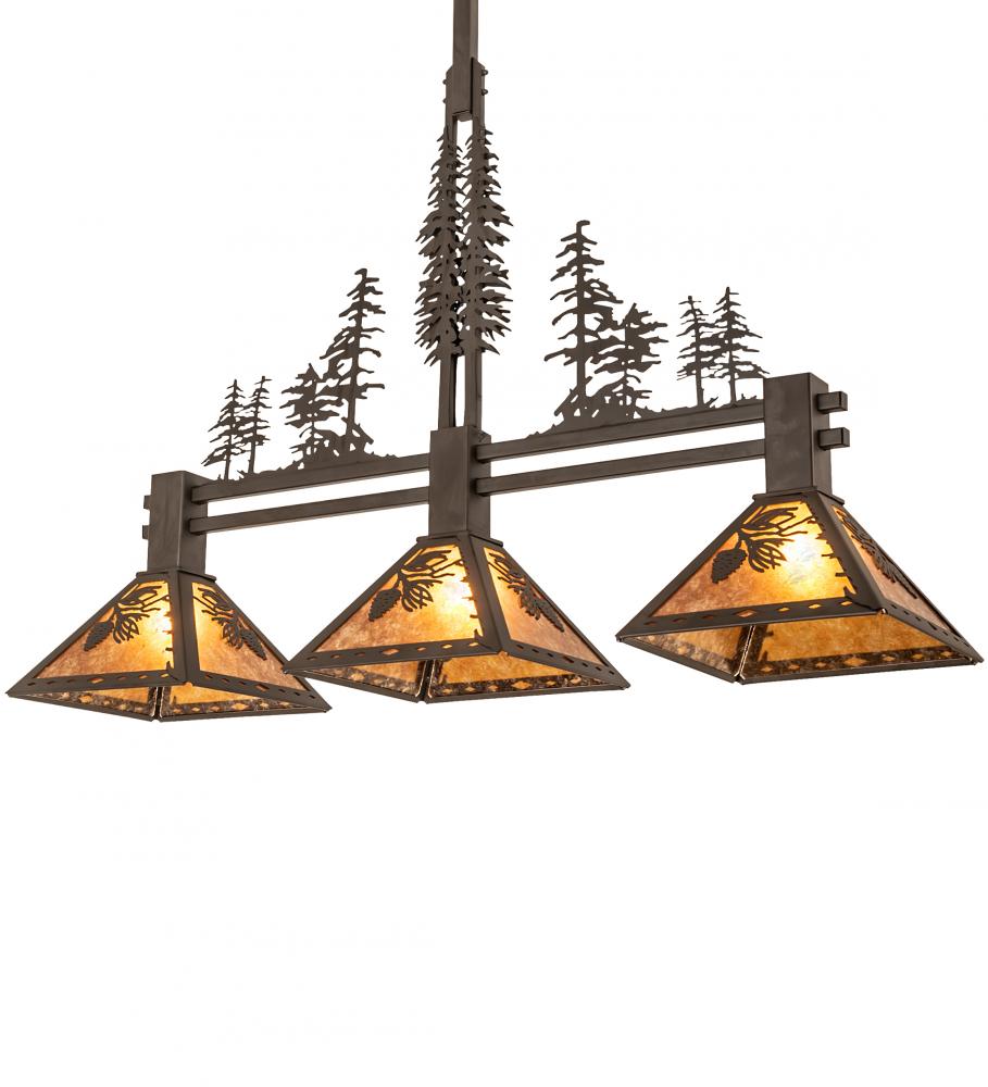 45" Long Winter Pine Tall Pines 3 Light Island Pendant