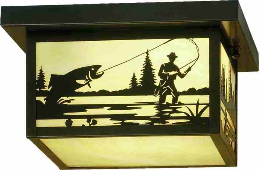 12" Square Hyde Park Fly Fisherman Flushmount