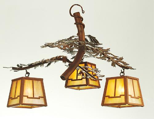 28"W Pine Branch Valley View 3 LT Chandelier