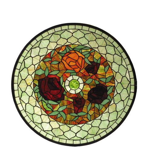 24"W X 24"H Tiffany Rosebush Round Stained Glass Window