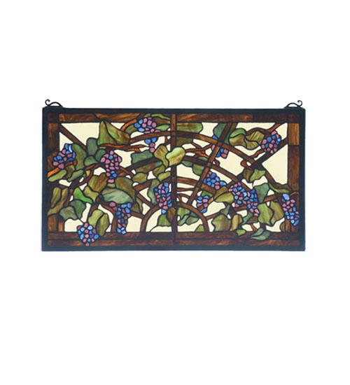 22"W X 12"H Tiffany Grape Arbor Stained Glass Window