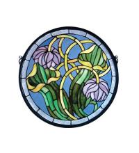 Meyda White 11093 - 17"W X 17"H Pitcher Plant Medallion Stained Glass Window