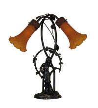 Meyda White 11822 - 17" High Amber Tiffany Pond Lily 2 Light Trellis Girl Accent Lamp