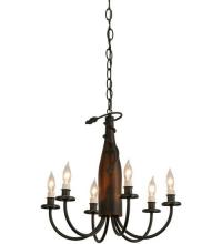 Meyda White 121456 - 18"W Tuscan Vineyard Frosted Amber 6 LT Wine Bottle Chandelier