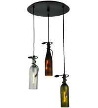 Meyda White 136534 - 18"W Tuscan Vineyard Multi-Color 3 Wine Bottle Cascading Pendant