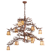 Meyda White 198769 - 48" Wide Pine Branch Valley View 12 Light Chandelier