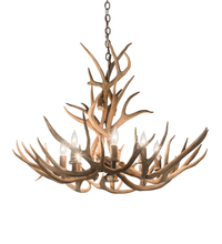 Meyda White 200453 - 32" Wide Antlers Mule Deer 8 Light Chandelier