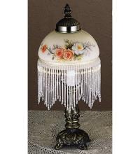 Meyda White 21191 - 13" High Roussillon Rose Bouquet Fringed Mini Lamp