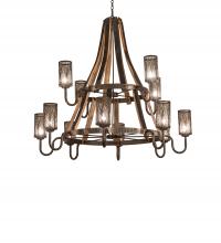 Meyda White 245818 - 60" Wide Barrel Stave Winter Maple 12 Light Two Tier Chandelier