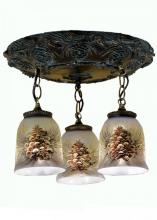 Meyda White 49537 - 17" Wide Pinecone 3 Light Hand Painted Semi-Flushmount