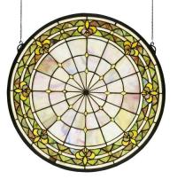 Meyda White 49840 - 21"W X 21"H Fleur-de-lis Medallion Stained Glass Window