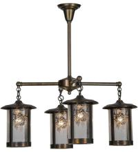 Meyda White 81057 - 30"W Fulton Winter Pine 4 LT Chandelier