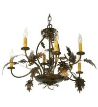 Meyda White 81244 - 28"W Oak Leaf & Acorn 6 LT Chandelier