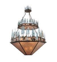 Meyda White 99685 - 60" Wide Wildlife at Pine Lake 2 Tier Inverted Pendant